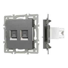 Фото #1 товара Механизм компьютерной розетки двойной SCT-MPC2-PL-GR (RJ-45, CAT6) (Arlight, -)