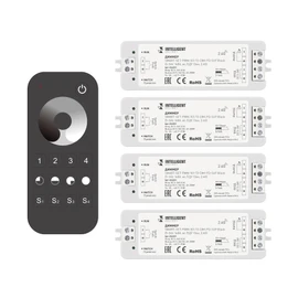 Фото #1 товара INTELLIGENT ARLIGHT Диммер SMART-SET-PWM-101-72-DIM-PD-SUF Black (5-36V, 1x8A, x4, ПДУ 13кн, 2.4G) (IARL, IP20 Пластик, 5 лет)