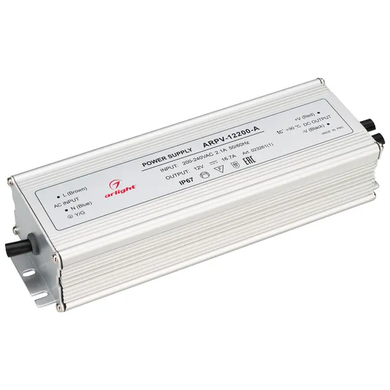Фото #1 товара Блок питания ARPV-12200-A (12V, 16.7A, 200W) (Arlight, IP67 Металл, 3 года)