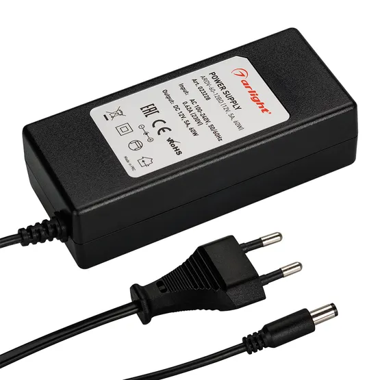 Фото товара Блок питания ARDV-60-12BD (12V, 5A, 60W) (Arlight, Адаптер, 2 года)