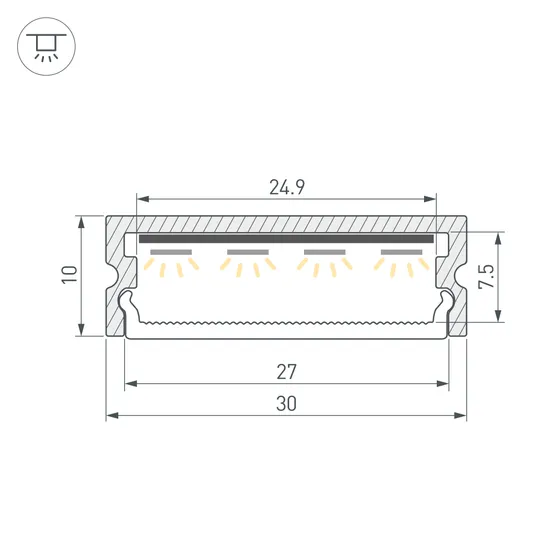 Фото #3 товара Профиль LINE-3010-2000 ANOD (Arlight, Алюминий)
