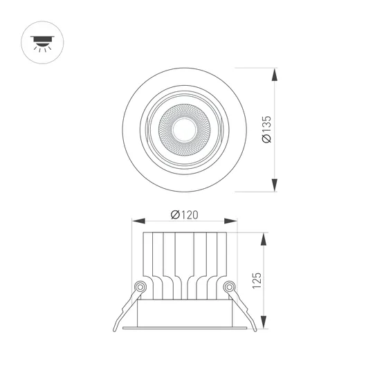 Фото #2 товара Светильник MS-VORTEX-BUILT-R135-30W Warm3000 (BK-BK, 17 deg, 230V) (Arlight, IP20 Металл, 5 лет)
