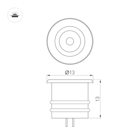 Фото #2 товара Светильник ART-PICCOLO-BUILT-R13-1W Warm3000 (BK, 30 deg, 3V) (Arlight, IP40 Металл, 3 года)