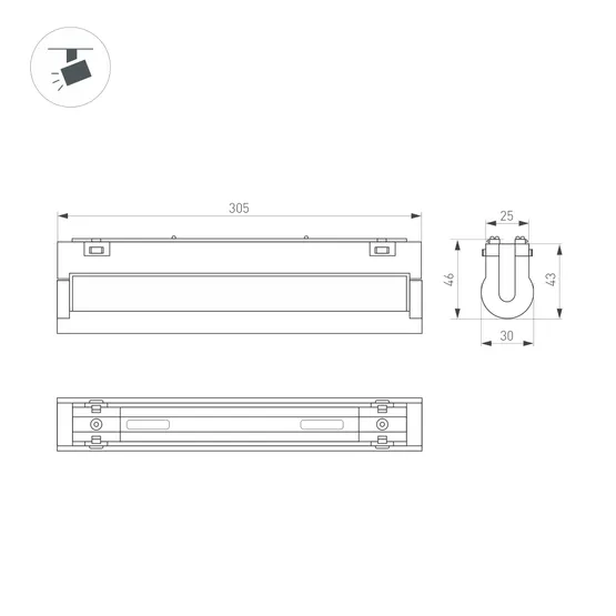 Фото #4 товара Светильник MAG-VIBE-FLAT-TURN-L305-12W Day4000 (WH, 110 deg, 48V) (Arlight, IP20 Металл, 5 лет)