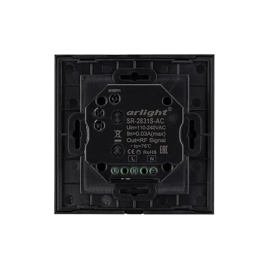 Фото #2 товара Панель Sens SR-2831S-AC-RF-IN Black (220V,RGBW,1зона) (Arlight, IP20 Пластик, 3 года)