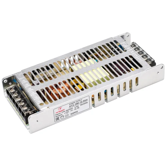 Фото #1 товара Блок питания HTS-200-12-Slim (12V, 16.7A, 200W) (Arlight, IP20 Сетка, 3 года)