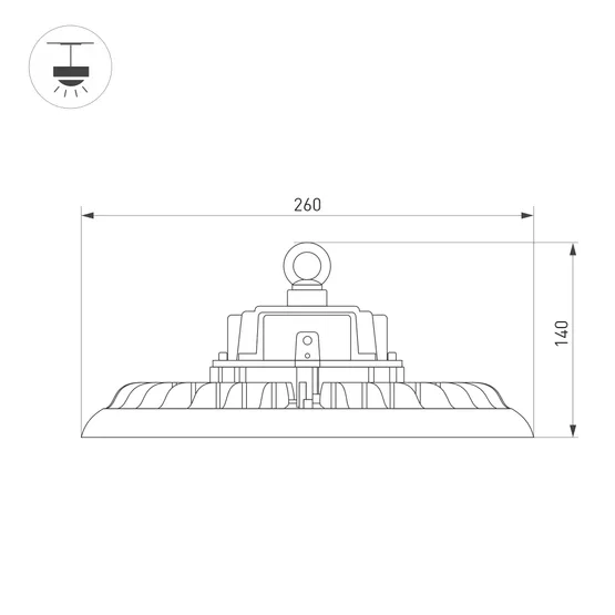 Фото #2 товара Светильник SP-ARIVA-DIM-R260-100W White5000 (BK, 90 deg, 230V, 0-10V) (Arlight, IP65 Металл, 5 лет)