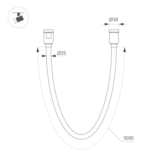 Фото #4 товара Светильник ART-APRIORI-TUBE-ELASTIC-R38-L5000-60W Day4000 (BK, 360 deg, 48V) (Arlight, IP20 Металл,  (Arlight, IP20 Металл, 3 года)