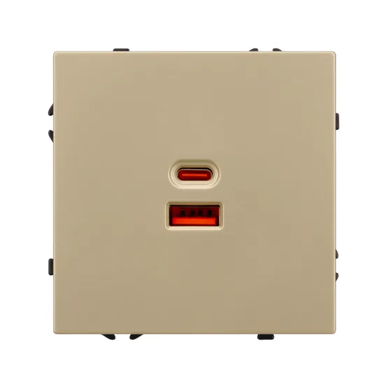 Фото #2 товара Механизм розетки с быстрой USB зарядкой SCT-NOBE-MUAC-SFPL-FC-GD (65W, QC3) (Arlight, Золотой песок)