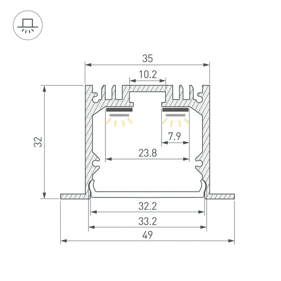 Фото #3 товара Профиль SL-LINIA49-F-2000 ANOD (BY) (Arlight, Алюминий)