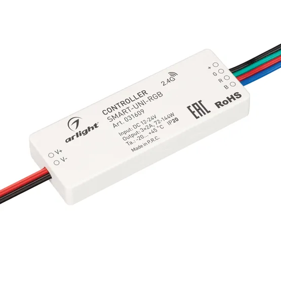 Фото товара Контроллер SMART-UNI-RGB (12-24V, 3x2A, 2.4G) (Arlight, IP20 Пластик, 5 лет)