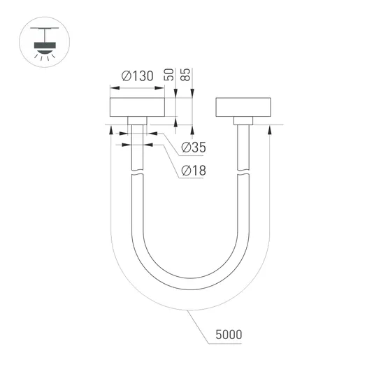 Фото #4 товара Светильник SP-TROPIC-SURFACE-R18-L5000-58W Warm3000 (BK, 360 deg, 230V) (Arlight, IP20 Пластик, 3 года)