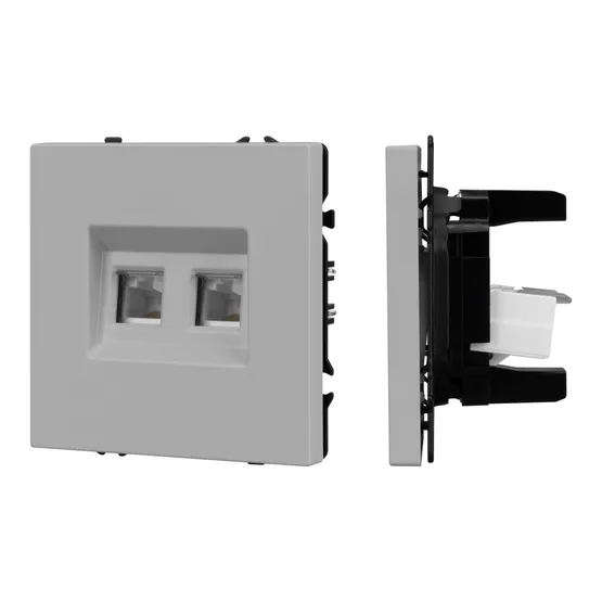 Фото #1 товара Механизм сдвоенной компьютерной розетки SCT-NOBE-MPC2-SFPL-IS (RJ-45, CAT6) (Arlight, -)