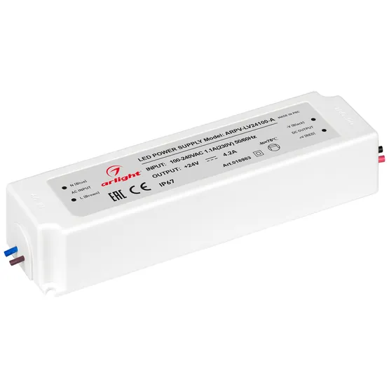 Фото #1 товара Блок питания ARPV-LV24100-A (24V, 4.2A, 100W) (Arlight, IP67 Пластик, 3 года)