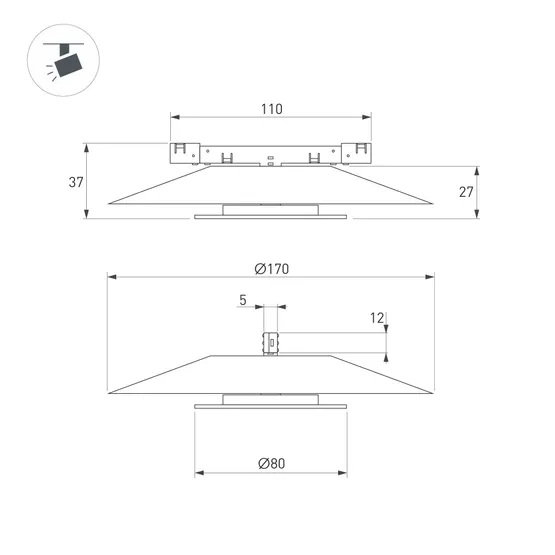 Фото #3 товара Светильник MAG-MICROCOSM-VINYL-R170-7W Warm3000 (BK, 150 deg, 24V) (Arlight, IP20 Металл, 5 лет)